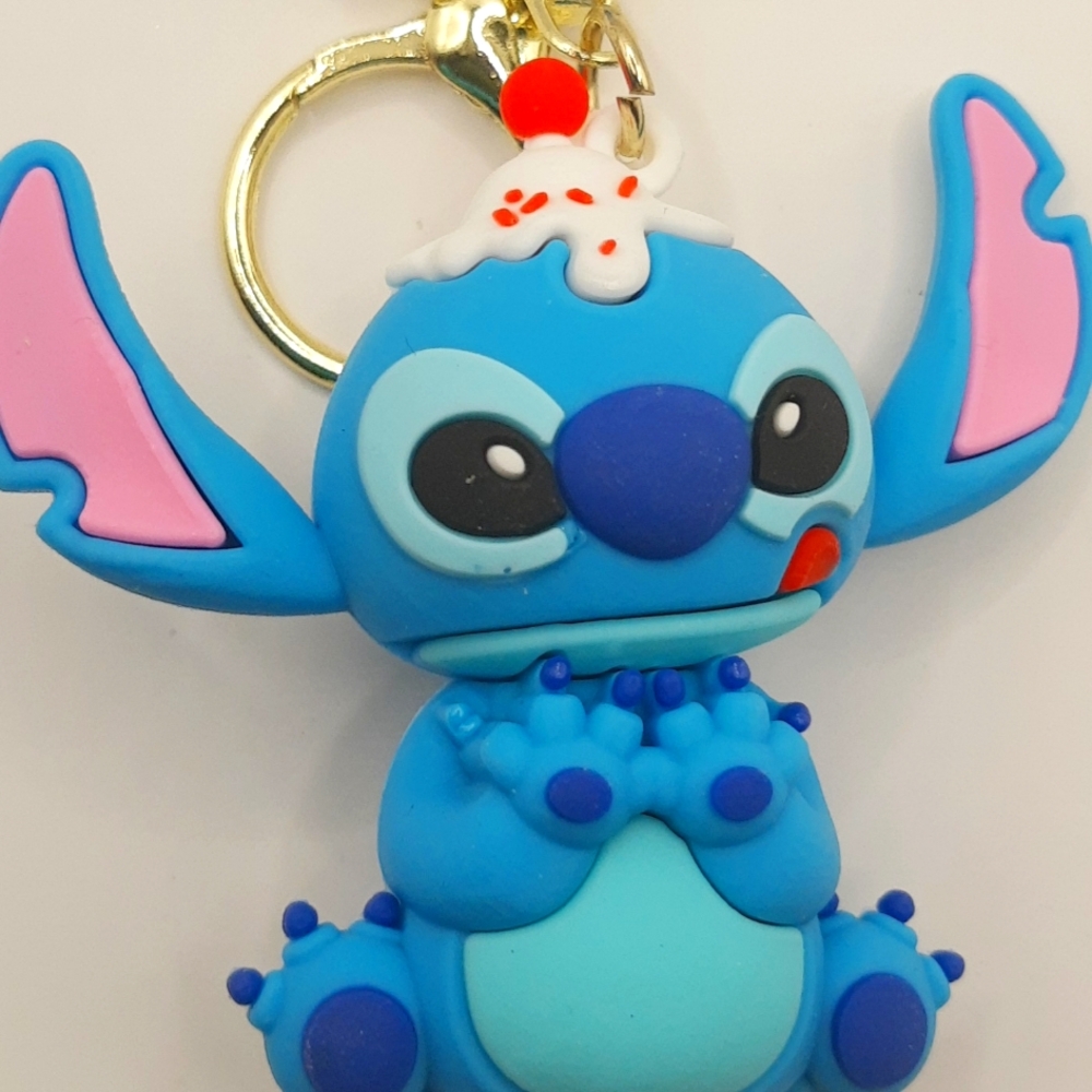 Disney Lilo Stitch Funny Stitch Sundae Silicone 3D Keychain Bag Pendant Keyring - Picture 3 of 13
